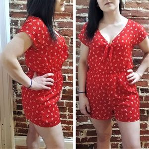 🆕 Retro Pinup Nautical Red Anchor Romper Jumpsuit